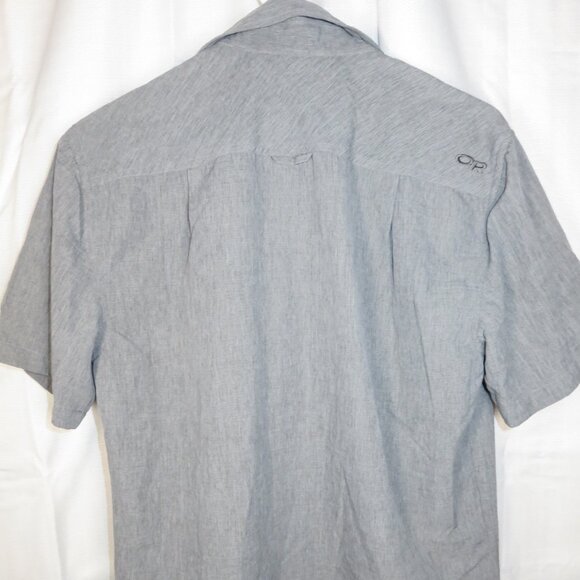 OR OUTDOOR RESEARCH WAYWARD GRAY NYLON BUTTON UP S/S SHIRT TOP MEN'S SMALL V020 - Picture 9 of 13